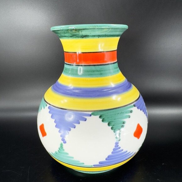 Venetian Art Pottery Vase Vessel Multicolor Glaze Ceramic Hand Made In Italy Vtg - Picture 11 of 15